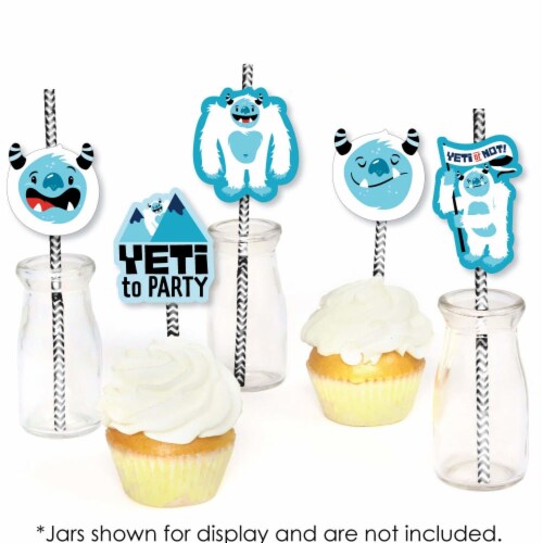 Big Dot of Happiness Yeti to Party Paper Straw Decor Abominable Snowman Striped Straws 24 Ct Perspective: bottom