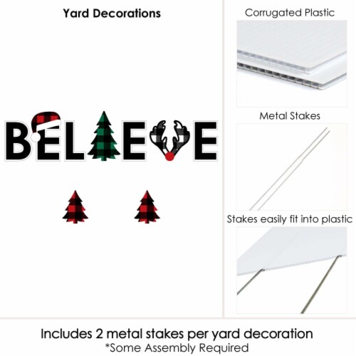 Big Dot of Happiness Holiday Plaid Trees - Outdoor Decor Christmas Party Yard Signs - Believe Perspective: bottom