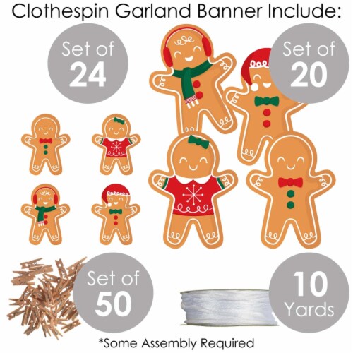 Big Dot of Happiness Gingerbread Christmas Holiday Party Clothespin Garland Banner 44 Pc Perspective: bottom