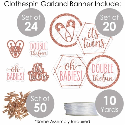 Big Dot of Happiness It's Twin Girls - Baby Shower DIY Decor Clothespin Garland Banner 44 Pc Perspective: bottom