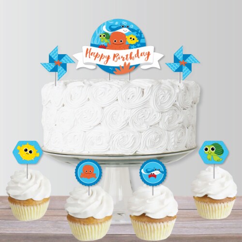 Big Dot of Happiness Under the Sea Critters - Birthday Party Decor Kit Cake Topper Set 11 Pc Perspective: bottom