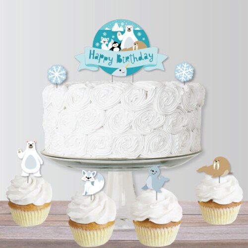 Big Dot of Happiness Arctic Polar Animals - Winter Birthday Decor Kit Cake Topper Set 11 Pc Perspective: bottom