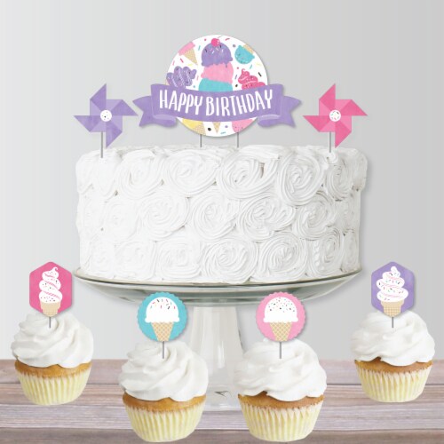 Big Dot of Happiness Scoop Up the Fun Ice Cream - Birthday Decor Kit - Cake Topper Set 11 Pc Perspective: bottom