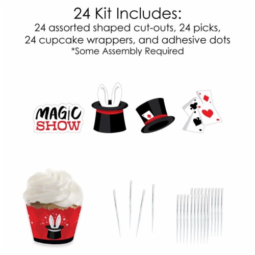 Big Dot of Happiness Ta-Da, Magic Show Decor - Cupcake Wrappers & Treat Picks Kit 24 Ct Perspective: bottom