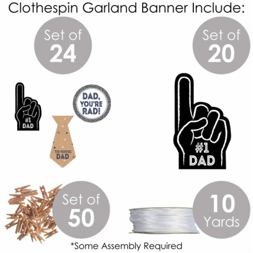 Big Dot of Happiness My Dad is Rad Father's Day Party Decor Clothespin Garland Banner 44 Pc Perspective: bottom