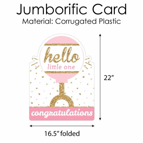 Big Dot of Happiness Hello Little One Pink & Gold Congratulations Giant Card Jumborific Card Perspective: bottom