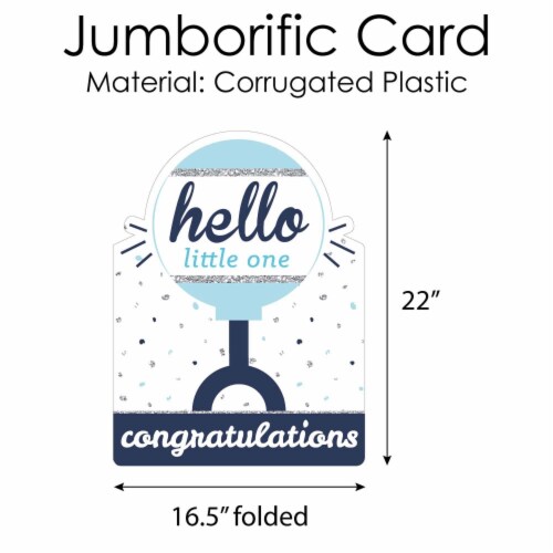 Big Dot of Happiness Hello Little One Blue & Silver Congratulations Big Card Jumborific Card Perspective: bottom