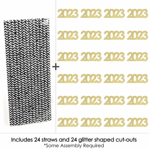 Big Dot of Happiness No-Mess Real Glitter 2023 New Year's Eve Party Paper Straws 24 Ct Perspective: bottom