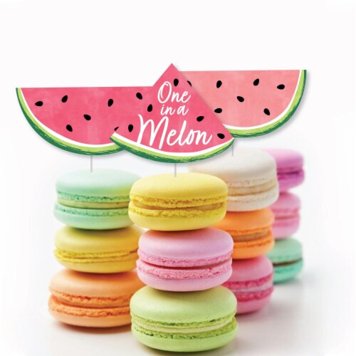 Big Dot of Happiness Sweet Watermelon Cupcake Toppers Fruit Party Clear Treat Picks 24 Ct Perspective: bottom