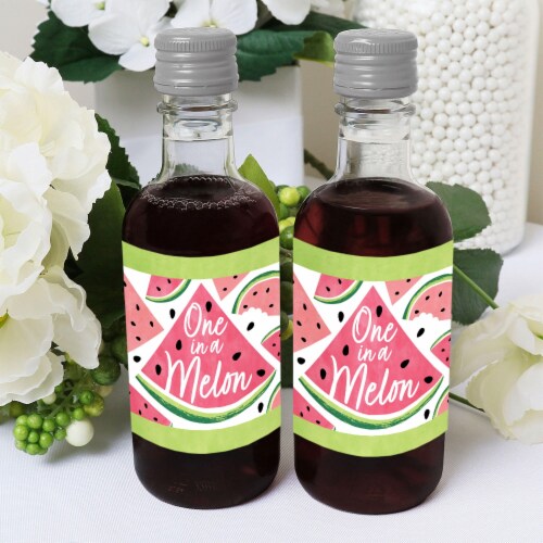 Big Dot of Happiness Sweet Watermelon Mini Wine Bottle Label Stickers Fruit Party Favor 16 Ct Perspective: bottom