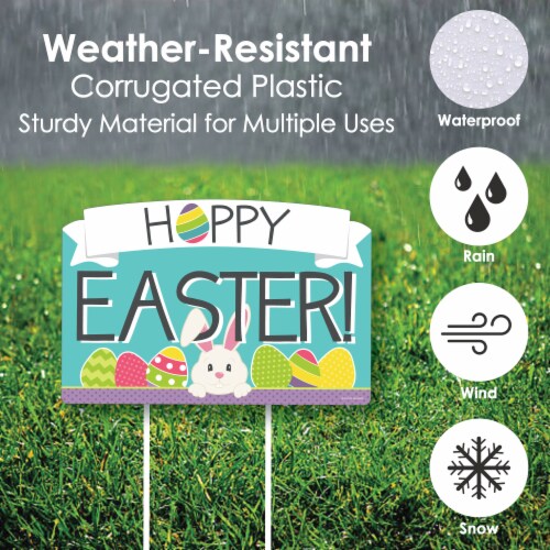 Big Dot of Happiness Hippity Hoppity Easter Bunny Party Yard Sign Lawn Decor Party Yardy Sign Perspective: bottom