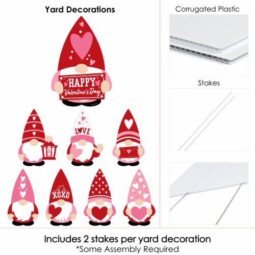 Big Dot of Happiness Valentine Gnomes - Outdoor Lawn Decor - Valentine’s Day Yard Signs 8 Ct Perspective: bottom