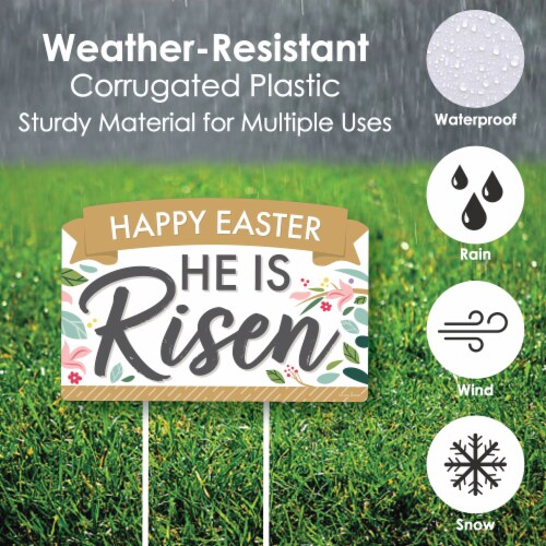 Big Dot of Happiness Religious Easter Lawn Decor Happy Easter He is Risen Party Yardy Sign Perspective: bottom