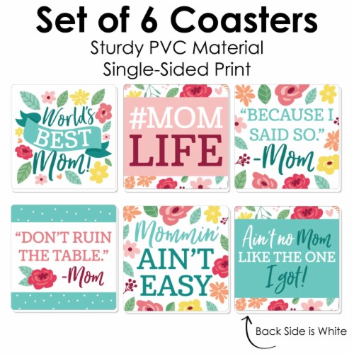 Big Dot of Happiness Colorful Floral Happy Mother's Day Funny Party Decor Drink Coasters 6 Ct Perspective: bottom
