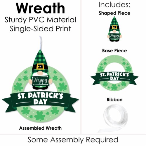 Big Dot of Happiness Irish Gnomes - Outdoor St. Patrick's Day Party Decor - Front Door Wreath Perspective: bottom