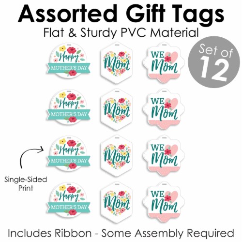 Big Dot of Happiness Colorful Floral Happy Mother's Day Assorted Favor Gift Tag Toppers 12 Ct Perspective: bottom