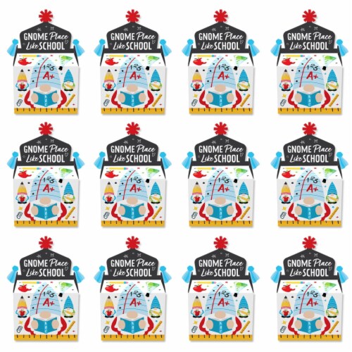 Big Dot of Happiness School Gnomes Treat Party Favors Teacher & Classroom Gable Boxes 12 Ct Perspective: bottom