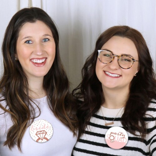 Big Dot of Happiness Bride Squad 3 in Rose Gold Bachelorette Party Badge Pinback Buttons 8 Ct Perspective: bottom