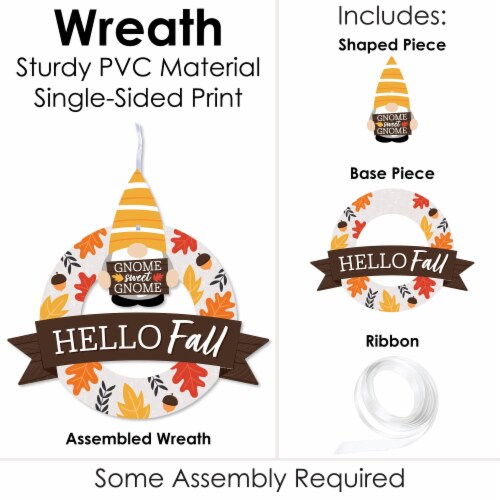Big Dot of Happiness Fall Gnomes - Outdoor Autumn Harvest Party Decor - Front Door Wreath Perspective: bottom