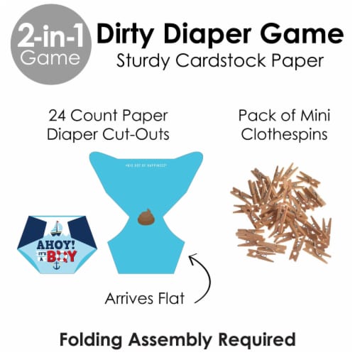 Big Dot of Happiness Ahoy Its a Boy Baby Shower Conversation Starter 2-in-1 Dirty Diaper Game Perspective: bottom