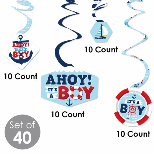 Big Dot of Happiness Ahoy It's a Boy - Nautical Baby Shower Hanging Party Decor Swirls 40 Ct Perspective: bottom