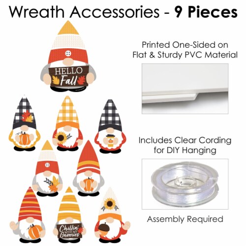 Big Dot of Happiness Fall Gnomes - Harvest Front Door Decor - DIY Accessories for Wreath 9 Pc Perspective: bottom