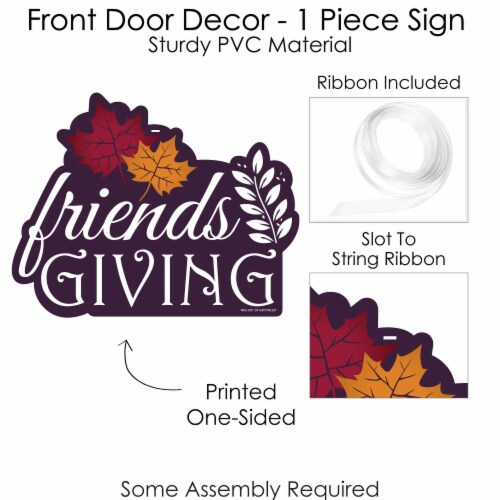 Big Dot of Happiness Friends Thanksgiving Feast - Hanging Outdoor Front Door Decor 1 Pc Sign Perspective: bottom