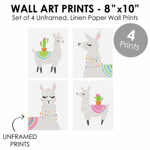 Big Dot of Happiness Whole Llama Fun Unframed Llama Linen Paper Wall Art 4 Ct Artisms 8 x 10 Perspective: bottom