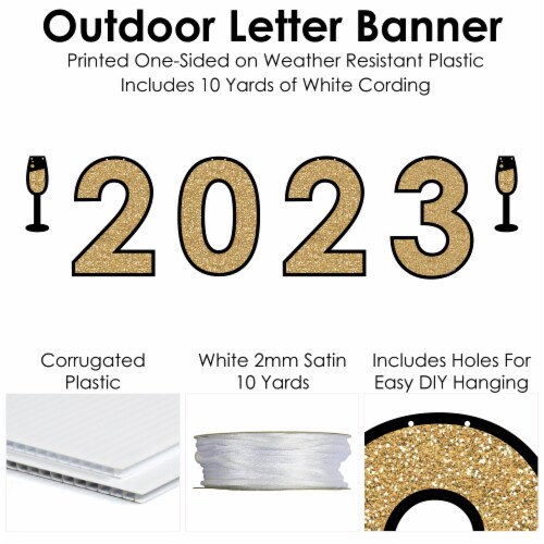 Big Dot of Happiness New Year's Eve Gold - New Year Party Decor - 2023 Outdoor Letter Banner Perspective: bottom