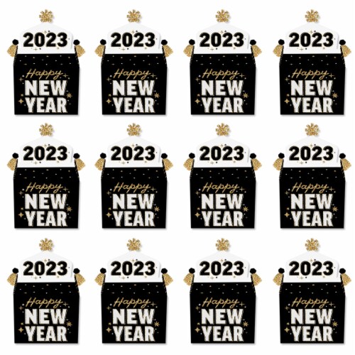 Big Dot of Happiness Hello New Year Treat Box Party Favors 2023 NYE Party Gable Boxes 12 Ct Perspective: bottom