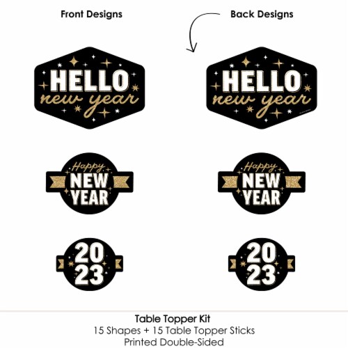 Big Dot of Happiness Hello New Year - 2023 NYE Party Centerpiece Sticks - Table Toppers 15 Ct Perspective: bottom