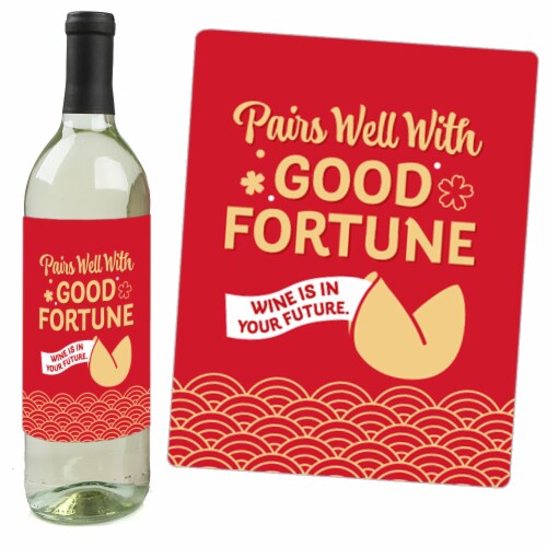 Big Dot of Happiness Chinese Lanterns 2023 Lunar New Year Rabbit Wine Label Stickers 4 Ct Perspective: bottom