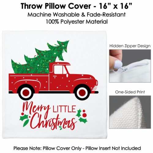 Christmas Truck Pillow, Red, Polyester