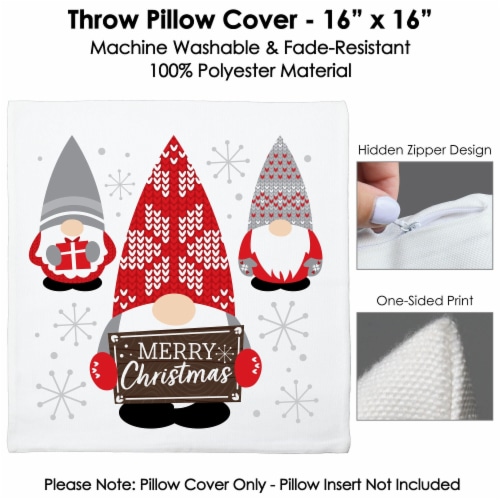 Big Dot of Happiness Christmas Gnomes Decorative Cushion Case - Throw Pillow Cover 16 x 16 in Perspective: bottom