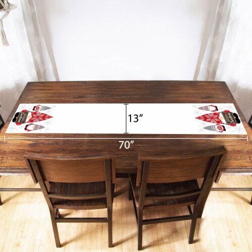 Big Dot of Happiness Christmas Gnomes Holiday Cloth Table Runner 13 x 70 in Perspective: bottom