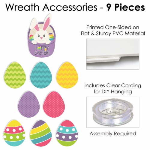 Big Dot of Happiness Hippity Hoppity - Easter Party Front Door Decor Wreath Accessories 9 Pc Perspective: bottom