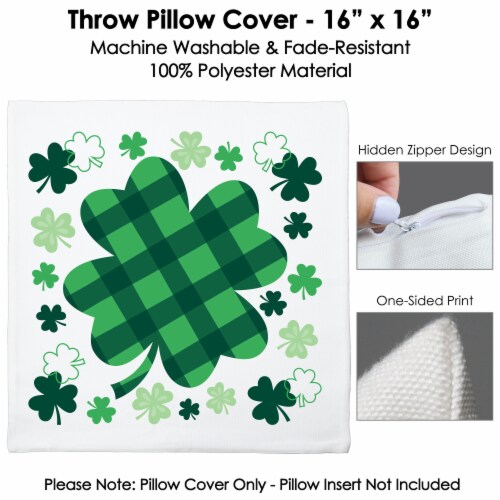 Big Dot of Happiness Shamrock St. Patrick's Day - Cushion Case Throw Pillow Cover 16 x 16 In Perspective: bottom