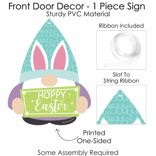 Big Dot of Happiness Easter Gnomes Spring Bunny Party Outdoor Front Door Decor 1 Pc Sign Perspective: bottom