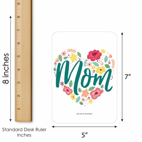 Big Dot of Happiness Colorful Floral Happy Mother's Day Cards/Markers Shaped Bingo Game 18 Ct Perspective: bottom