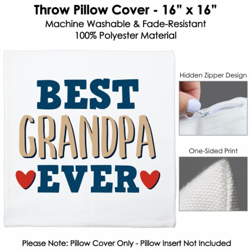 Big Dot of Happiness Grandpa, Happy Father's Day Decor - Canvas Throw Pillow Cover 16 x 16 In Perspective: bottom