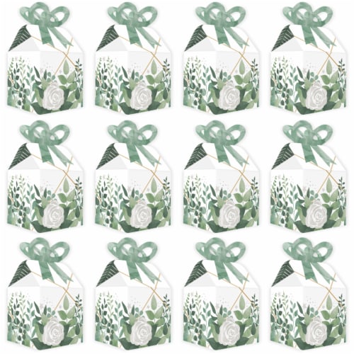 Big Dot of Happiness Boho Botanical - Square Favor Gift Boxes Greenery Party Bow Boxes 12 Ct Perspective: bottom