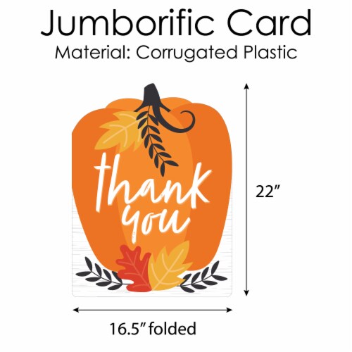 Big Dot of Happiness Fall Pumpkin Thank You Giant Greeting Shaped Jumborific Card 16.5 x 22 Perspective: bottom