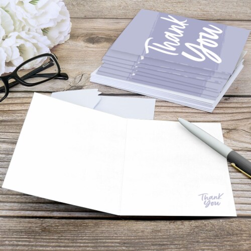 Big Dot of Happiness Purple Elegantly Simple - Guest Party Favors Thank You Cards (8 count) Perspective: bottom