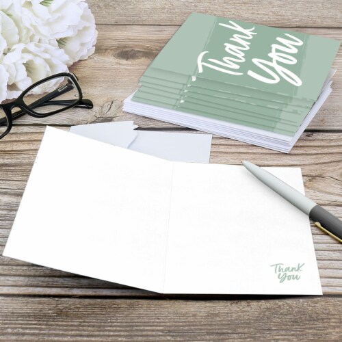Big Dot of Happiness Sage Green Elegantly Simple - Guest Party Favors Thank You Cards 8 Ct Perspective: bottom