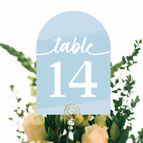 Big Dot of Happiness Dusty Blue Elegantly Simple Double-Sided 5 x 7  Cards Table Numbers 1-20 Perspective: bottom