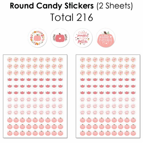 Big Dot of Happiness Girl Little Pumpkin Birthday Baby Shower Candy Favor Sticker Kit 304 Pc Perspective: bottom