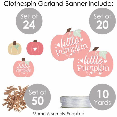 Big Dot of Happiness Girl Little Pumpkin Birthday Baby Shower Clothespin Garland Banner 44 Pc Perspective: bottom