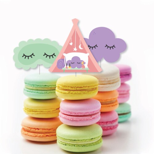 Big Dot of Happiness Pajama Slumber Party Toppers Girls Birthday Clear Treat Picks 24 Ct Perspective: bottom