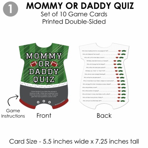 Big Dot of Happiness End Zone Football - 4 Baby Shower Games - 10 Cards Each Gamerific Bundle Perspective: bottom
