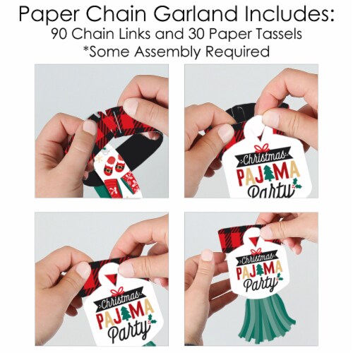 Big Dot of Happiness Christmas Pajamas Decoration Kit Holiday Party Paper Chains Garland 21' Perspective: bottom